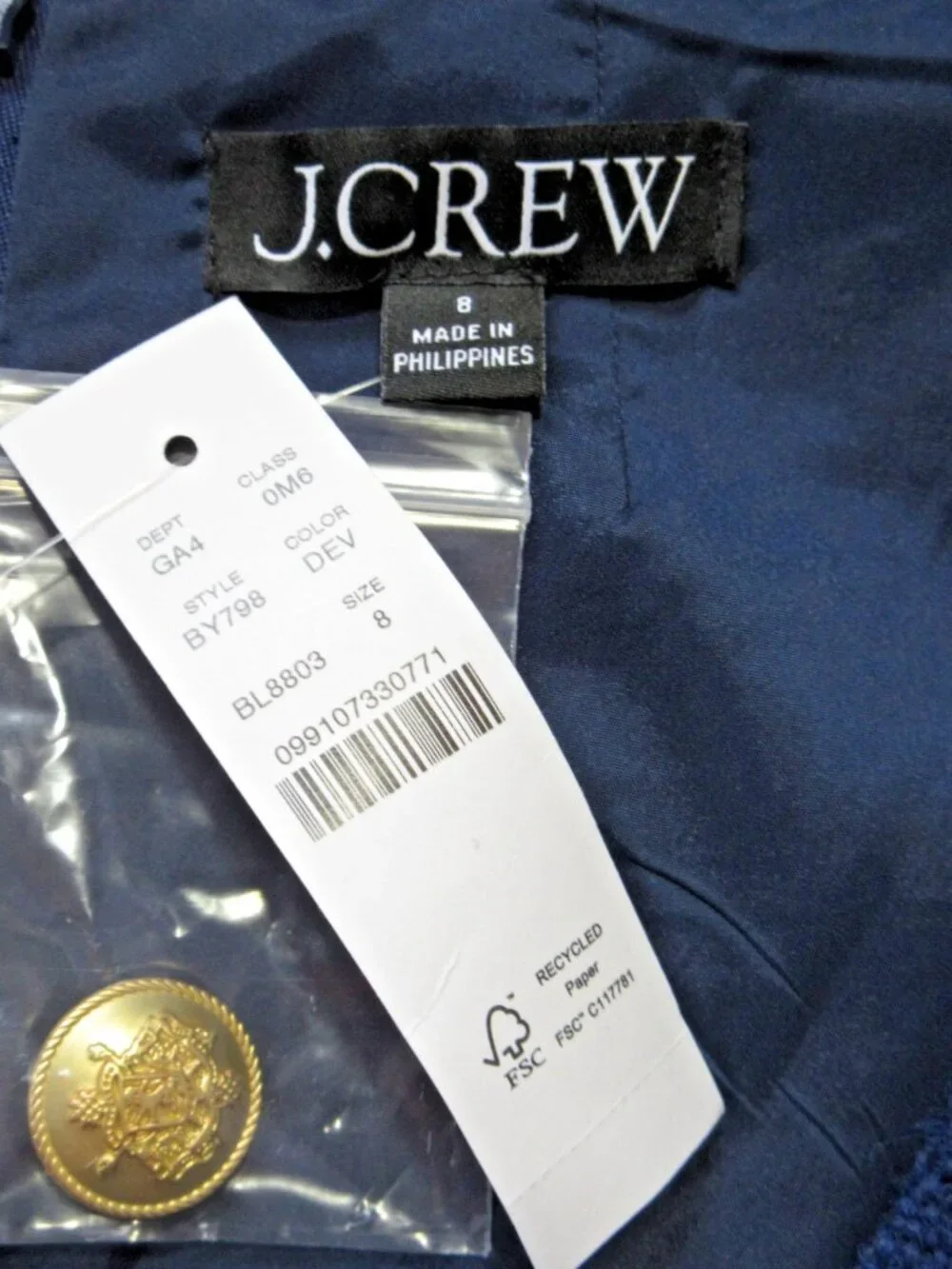 NWT J.Crew Sophia Sleeveless Midi in Dark Evening Blue Tweed Dress 8